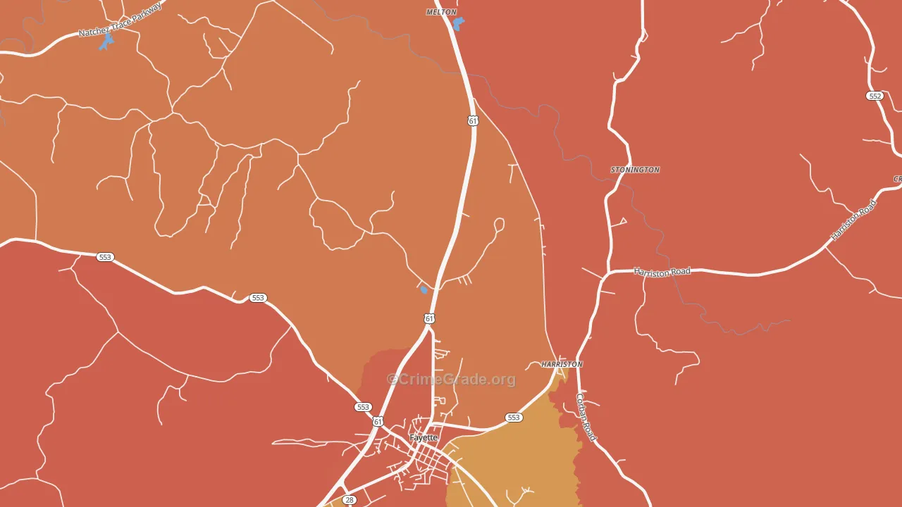 Harriston, MS Map of Drug-Related Crime Rates