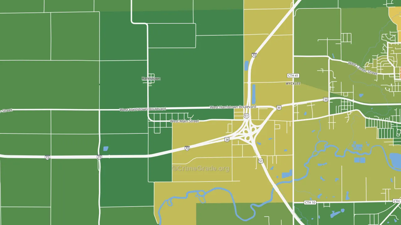Harristown, IL Map of Drug-Related Crime Rates