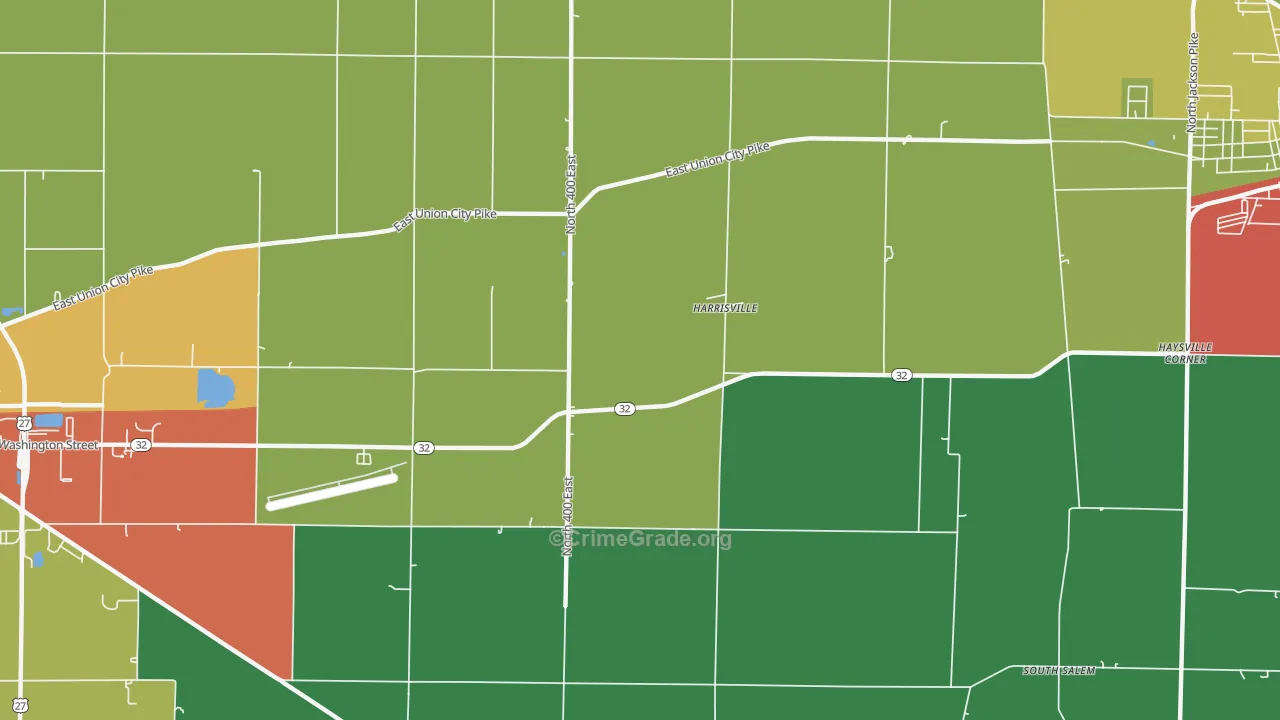 Harrisville, IN Map of Drug-Related Crime Rates