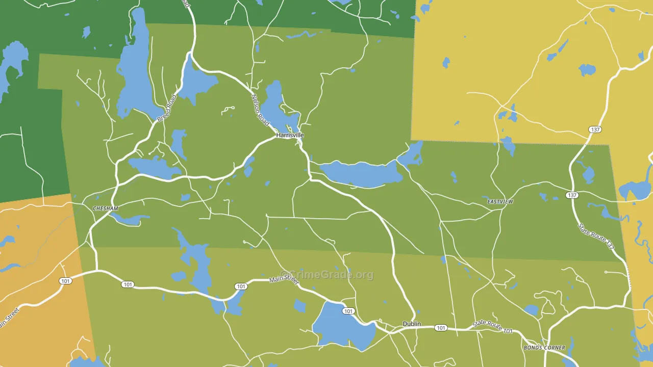 Harrisville, NH Map of Drug-Related Crime Rates