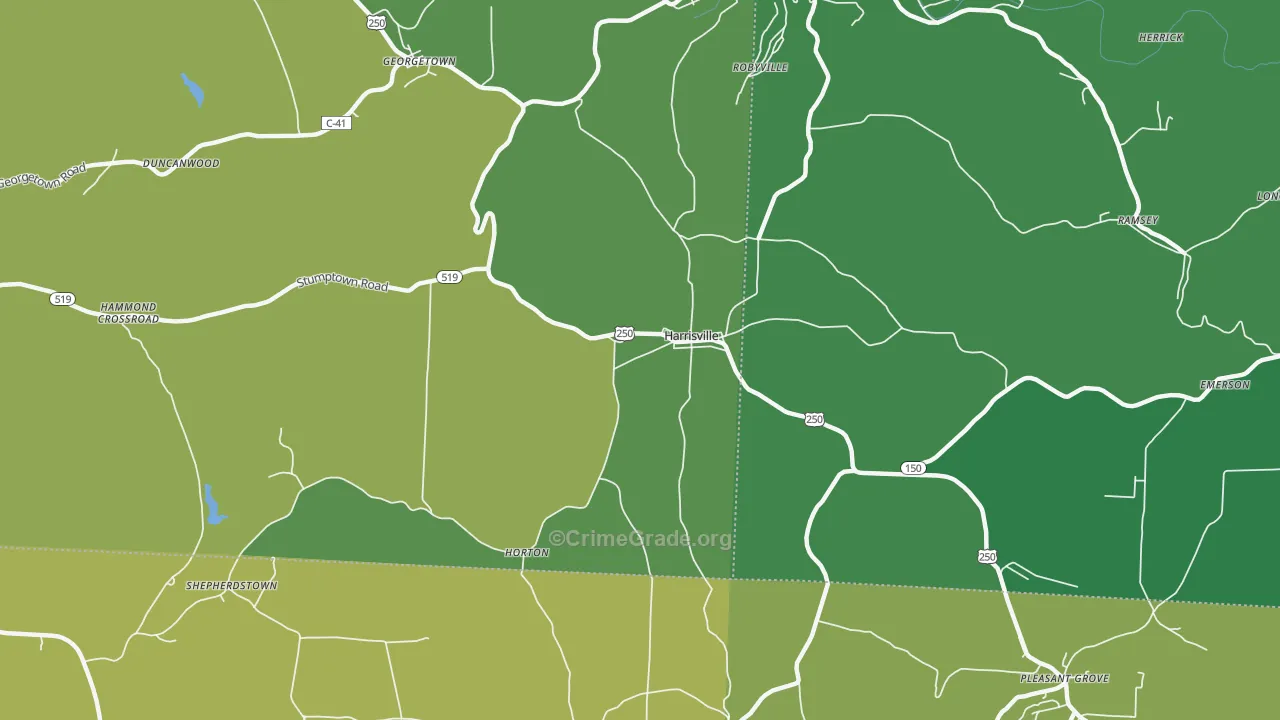 Harrisville, OH Map of Drug-Related Crime Rates