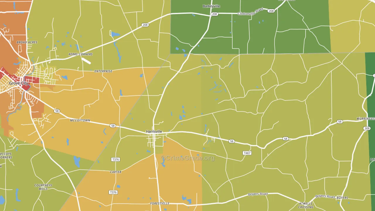 Harrisville, PA Map of Drug-Related Crime Rates