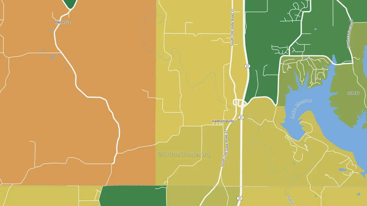 Harrodsburg, IN Map of Drug-Related Crime Rates