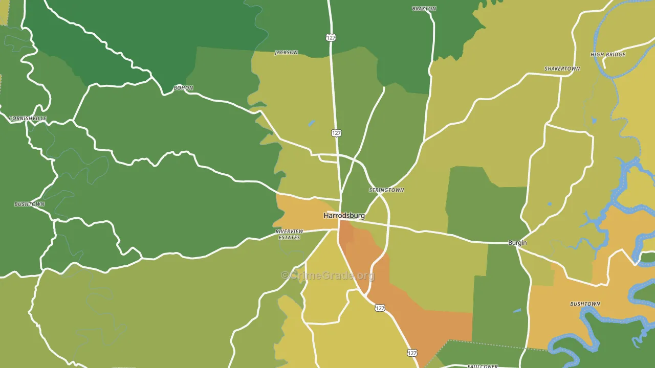 Harrodsburg, KY Map of Drug-Related Crime Rates