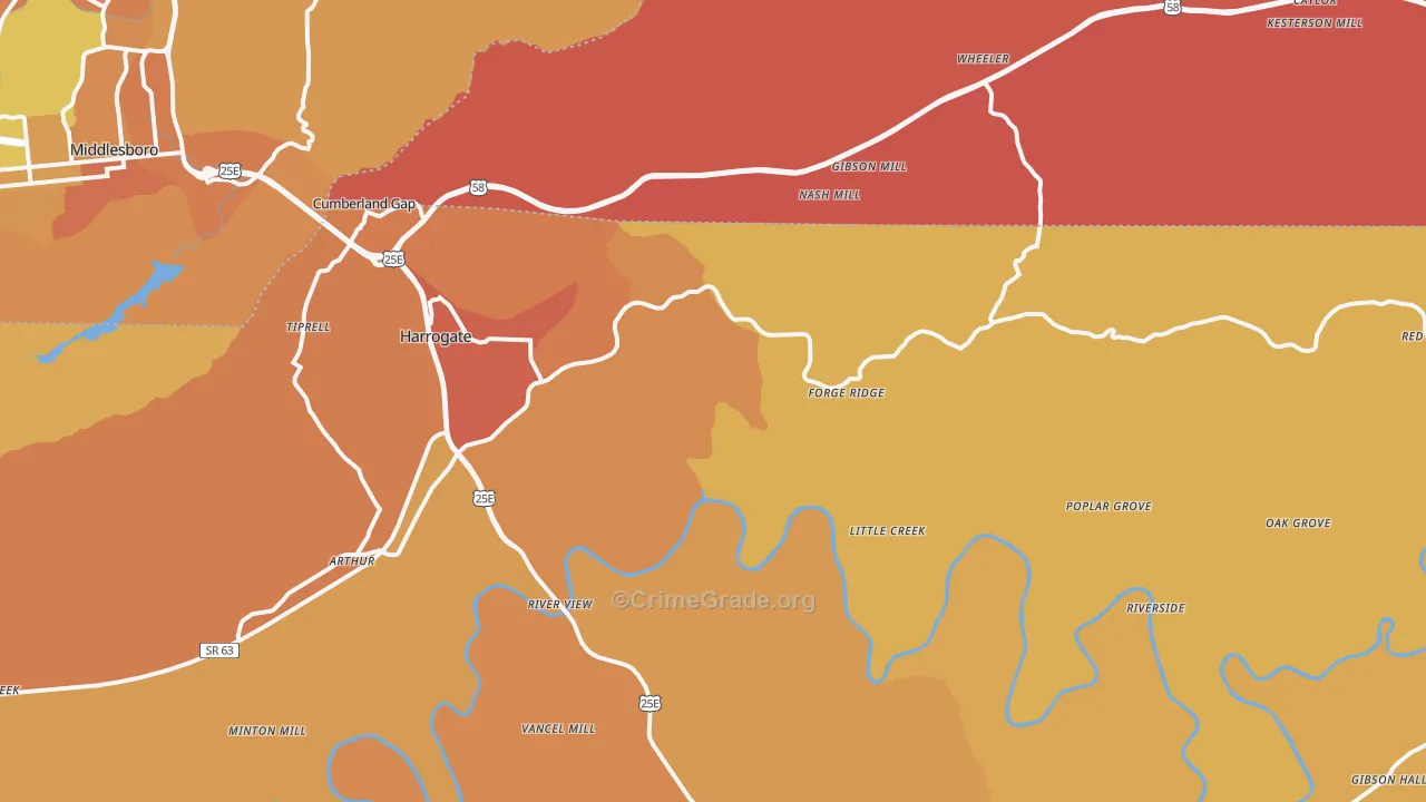 Harrogate, TN Map of Drug-Related Crime Rates