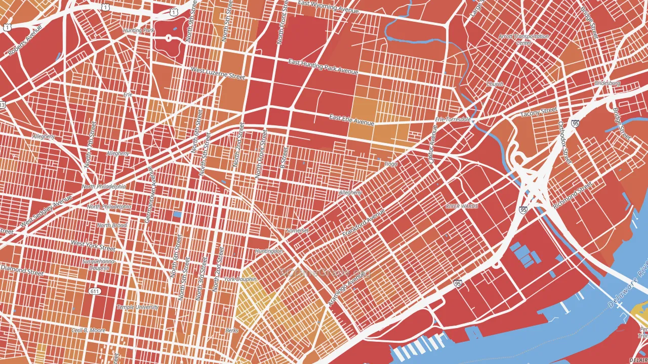 Harrowgate, Philadelphia, PA Map of Drug-Related Crime Rates