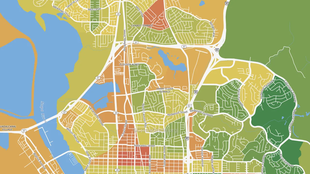 Harry Floyd Terrace, Vallejo, CA Map of Drug-Related Crime Rates