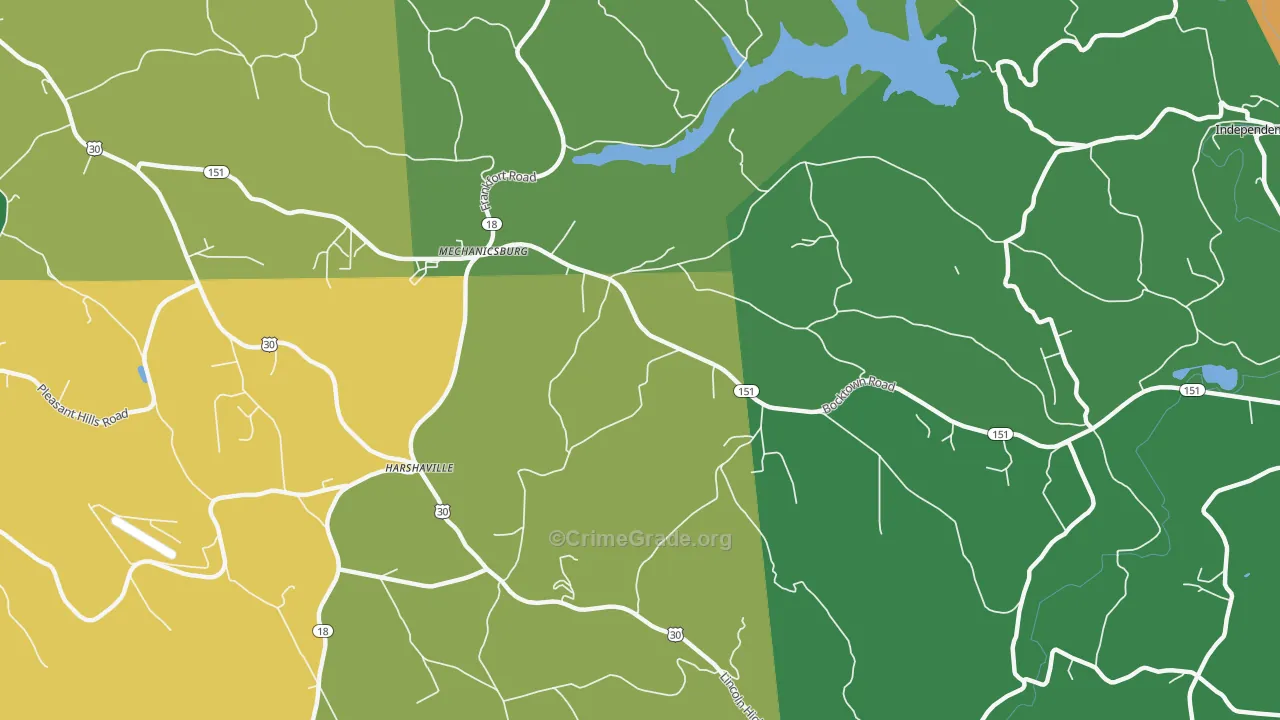 Harshaville, PA Map of Drug-Related Crime Rates