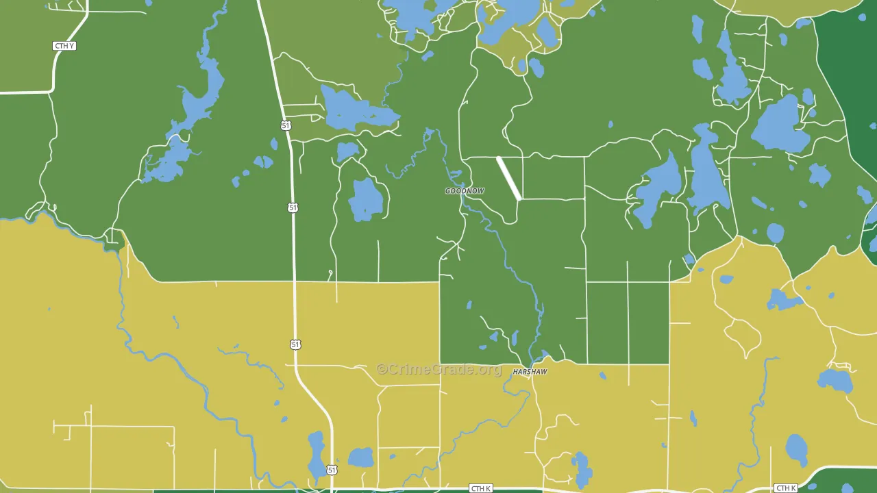 Harshaw, WI Map of Drug-Related Crime Rates