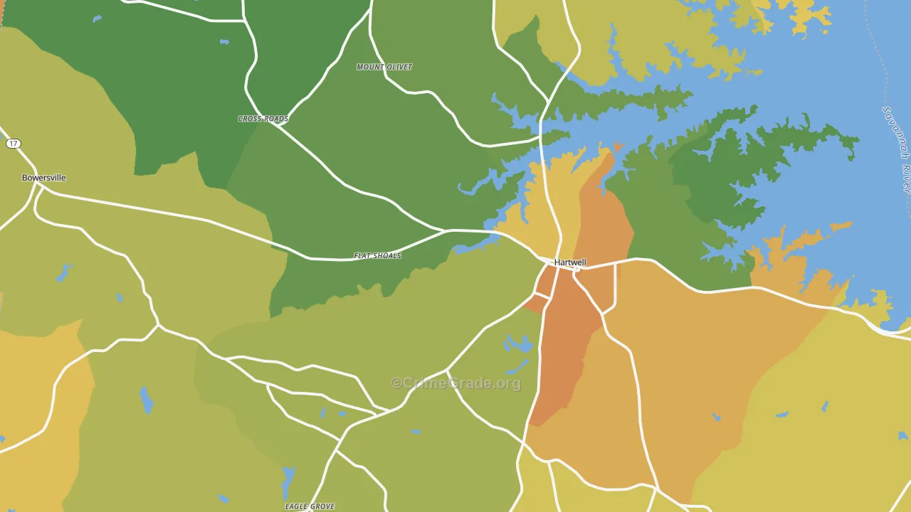 Hart County, GA Map of Drug-Related Crime Rates