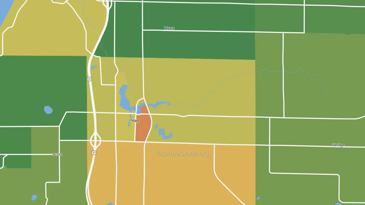 Hart, MI Map of Drug-Related Crime Rates