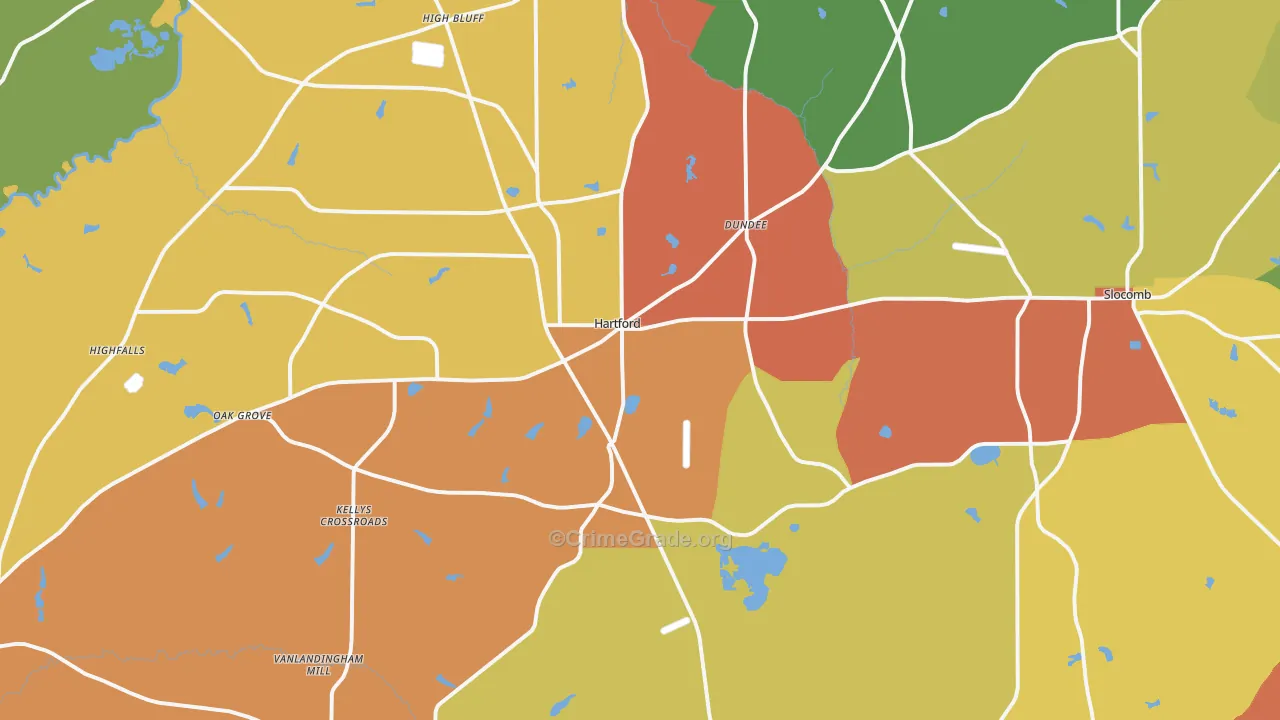 Hartford, AL Map of Drug-Related Crime Rates