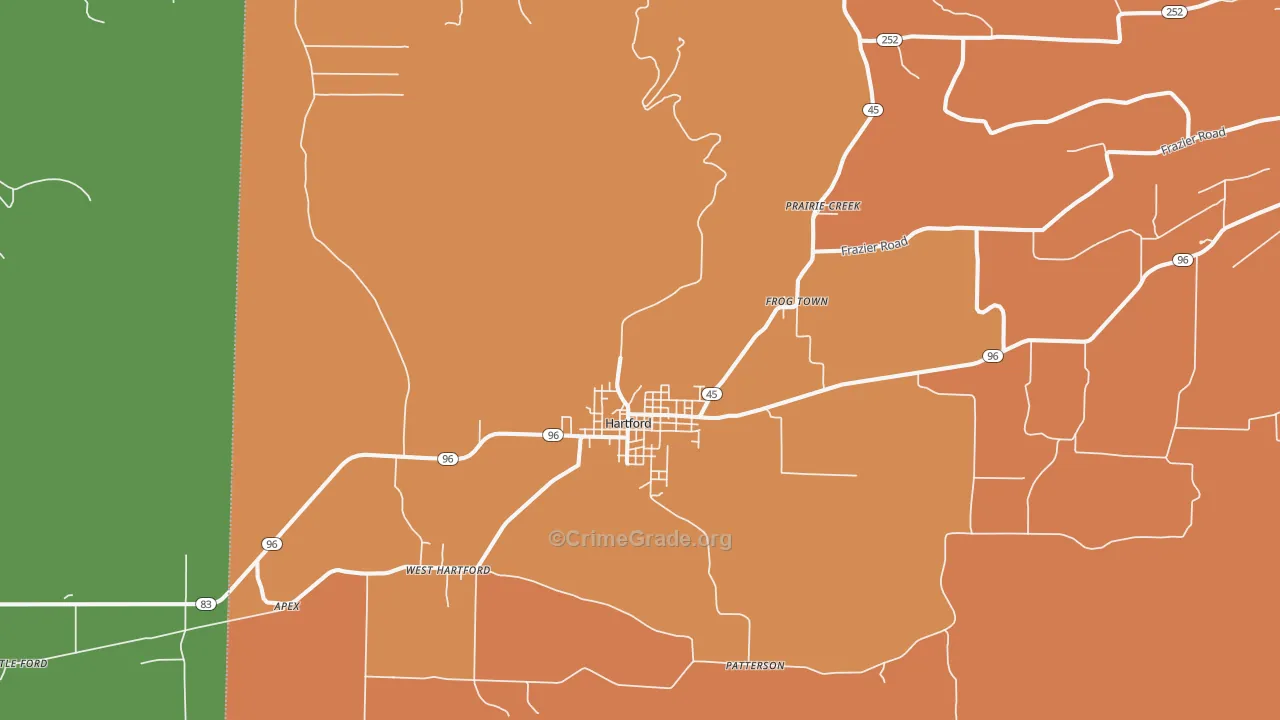 Hartford, AR Map of Drug-Related Crime Rates