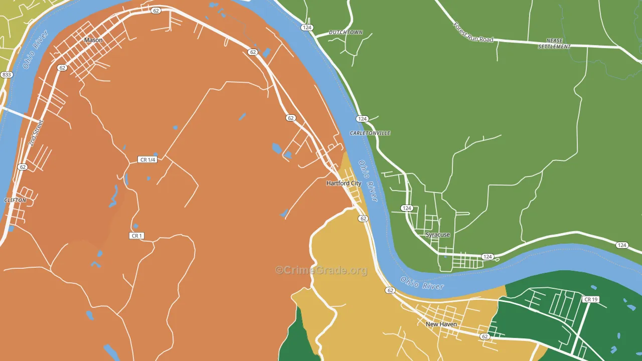 Hartford City, WV Map of Drug-Related Crime Rates
