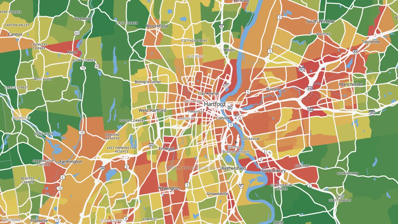 Hartford, CT Map of Drug-Related Crime Rates