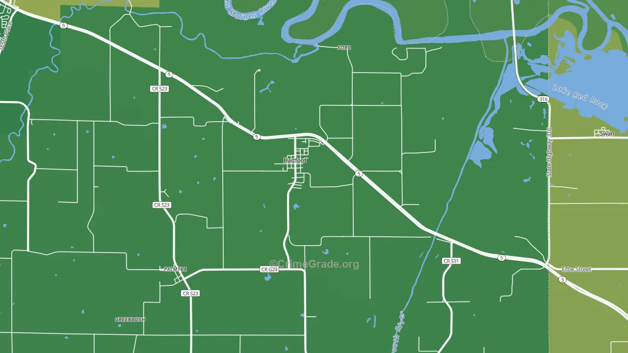 Hartford, IA Map of Drug-Related Crime Rates
