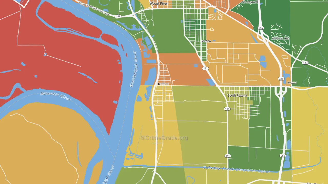 Hartford, IL Map of Drug-Related Crime Rates
