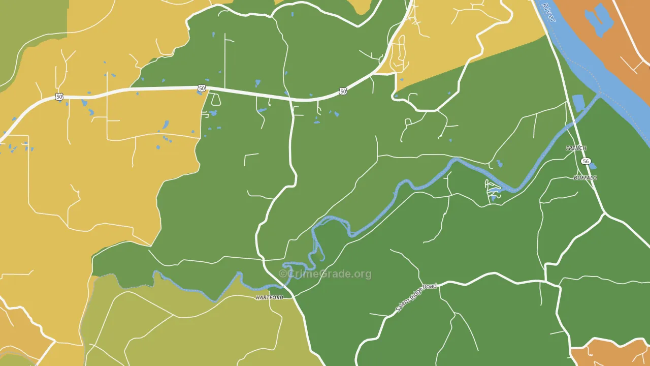 Hartford, IN Map of Drug-Related Crime Rates