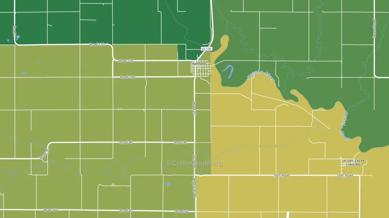 Hartford, KS Map of Drug-Related Crime Rates