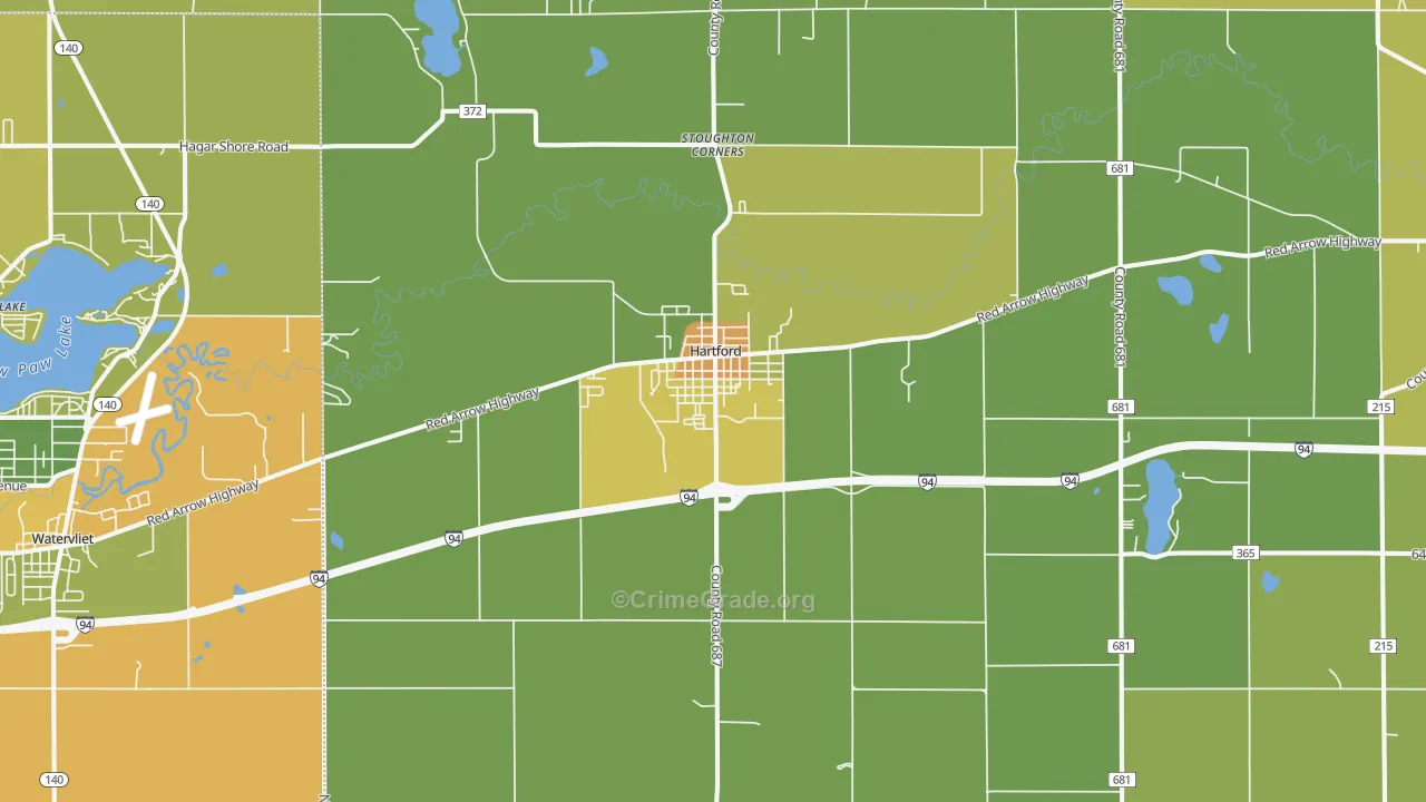 Hartford, MI Map of Drug-Related Crime Rates