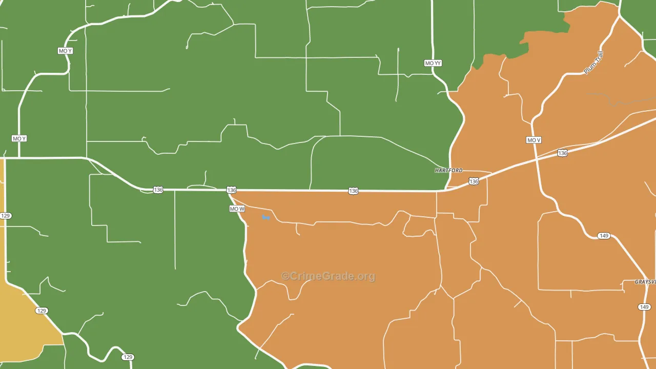 Hartford, MO Map of Drug-Related Crime Rates