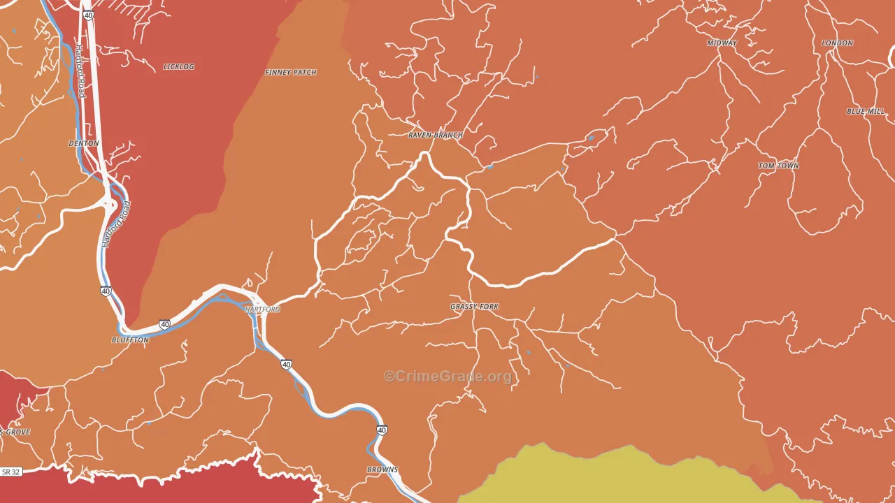 Hartford, TN Map of Drug-Related Crime Rates