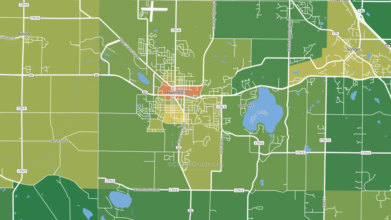 Hartford, WI Map of Drug-Related Crime Rates