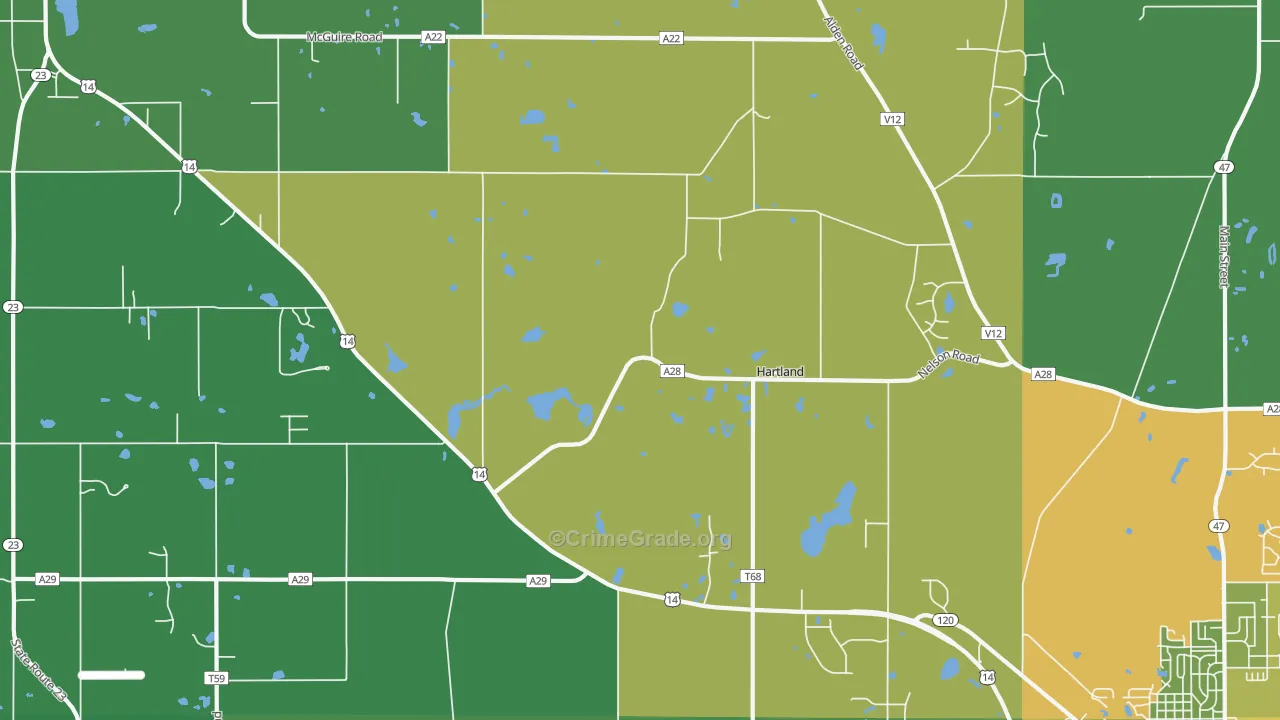 Hartland, IL Map of Drug-Related Crime Rates