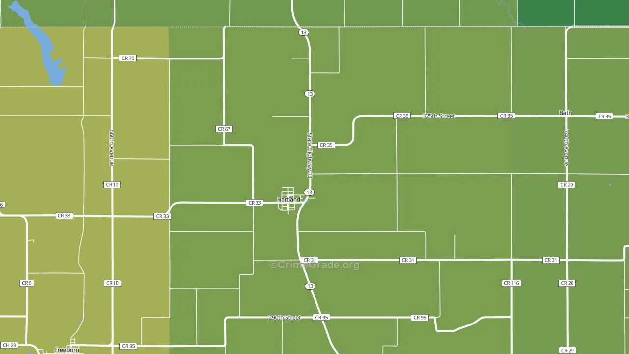 Hartland, MN Map of Drug-Related Crime Rates