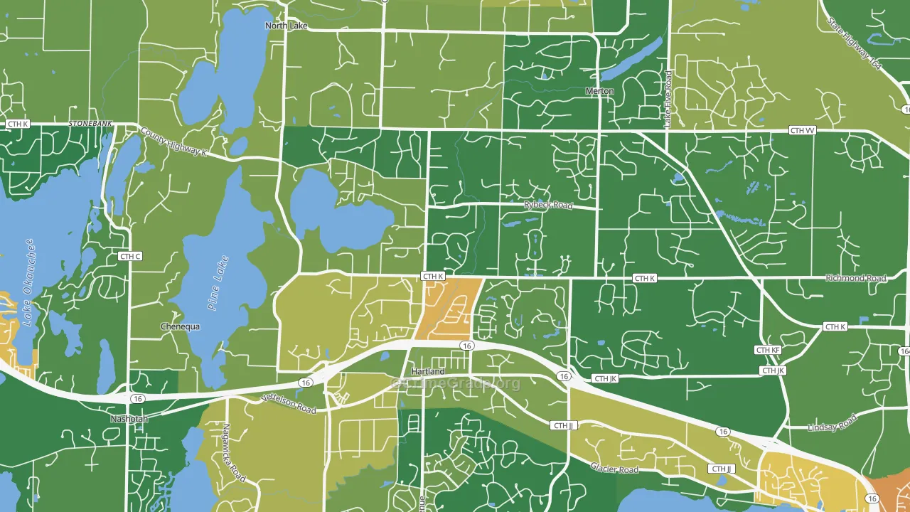 Hartland, WI Map of Drug-Related Crime Rates
