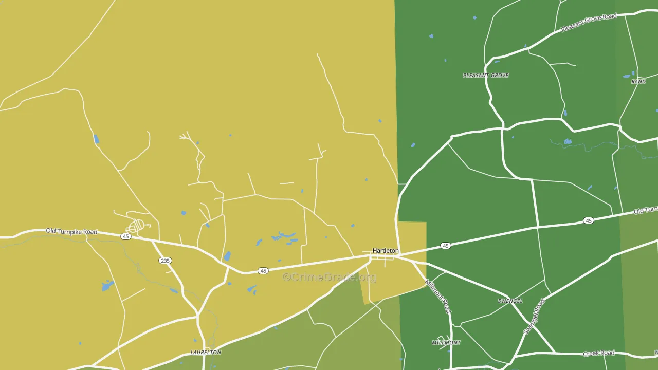 Hartleton, PA Map of Drug-Related Crime Rates