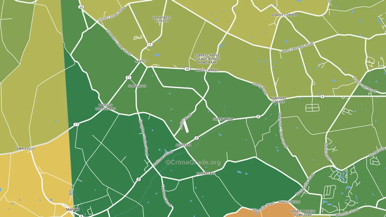 Hartly, DE Map of Drug-Related Crime Rates
