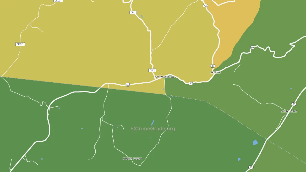 Hartmansville, WV Map of Drug-Related Crime Rates