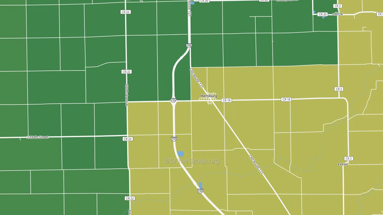 Hartsburg, IL Map of Drug-Related Crime Rates