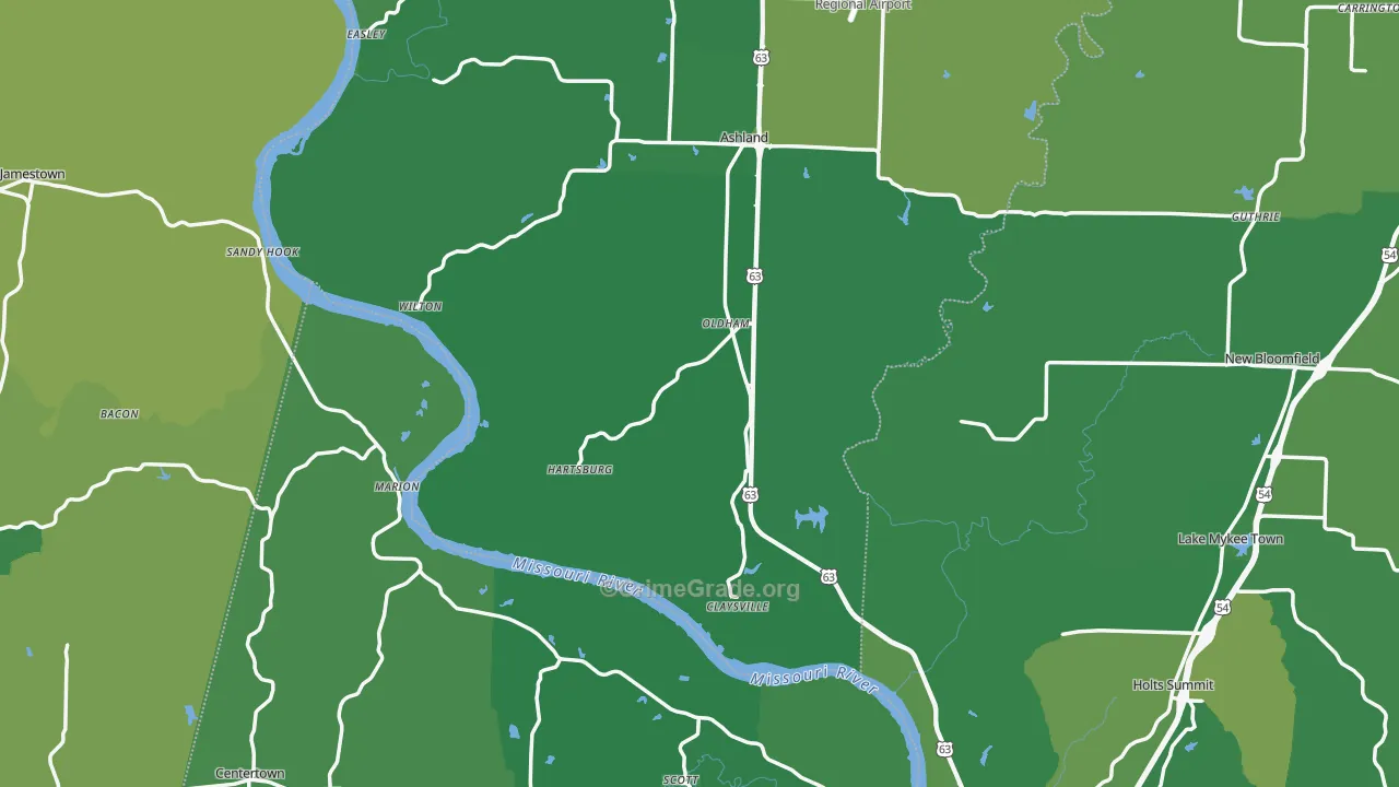 Hartsburg, MO Map of Drug-Related Crime Rates