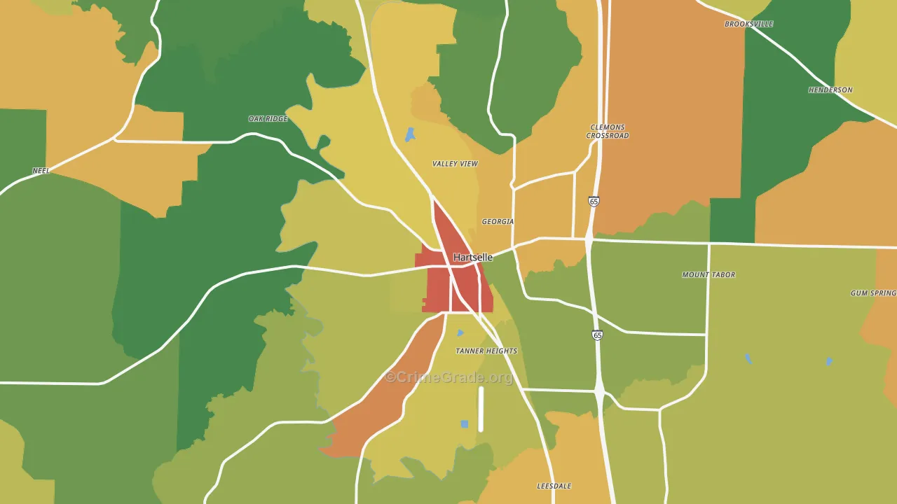 Hartselle, AL Map of Drug-Related Crime Rates