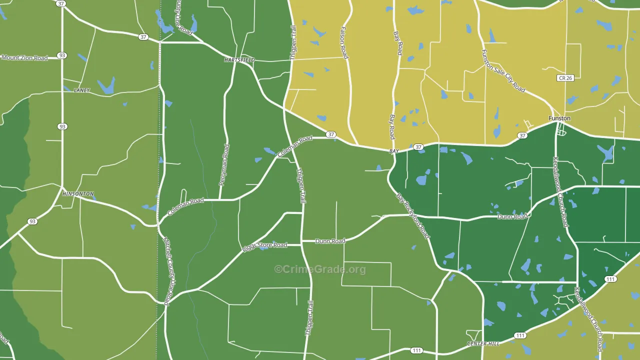 Hartsfield, GA Map of Drug-Related Crime Rates