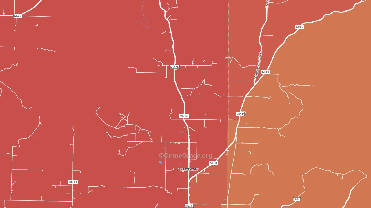 Hartshorn, MO Map of Drug-Related Crime Rates