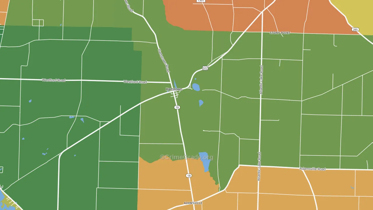 Hartstown, PA Map of Drug-Related Crime Rates