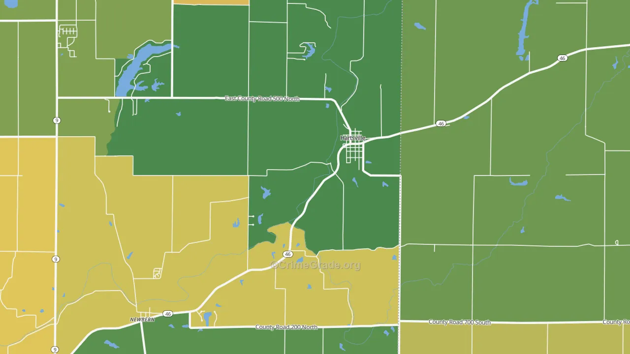 Hartsville, IN Map of Drug-Related Crime Rates