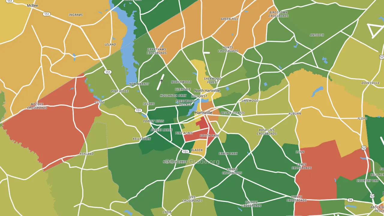 Hartsville, SC Map of Drug-Related Crime Rates