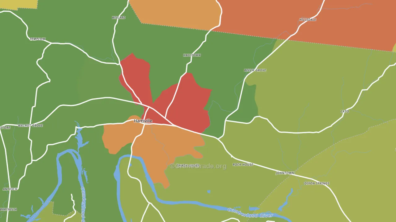 Hartsville, TN Map of Drug-Related Crime Rates