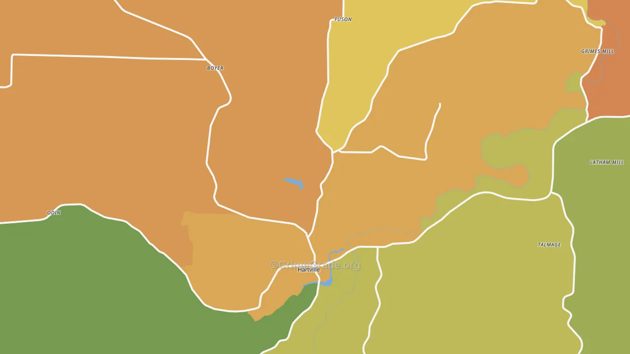 Hartville, MO Map of Drug-Related Crime Rates