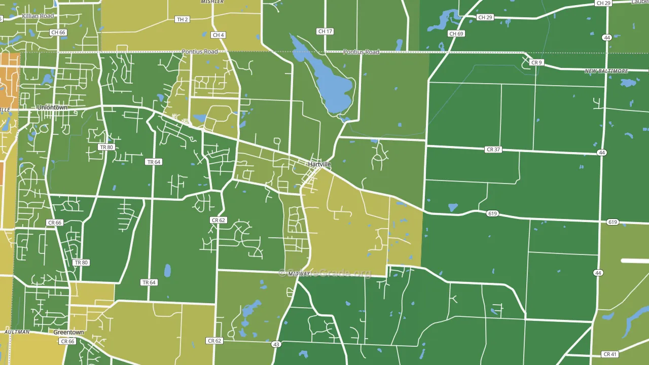 Hartville, OH Map of Drug-Related Crime Rates