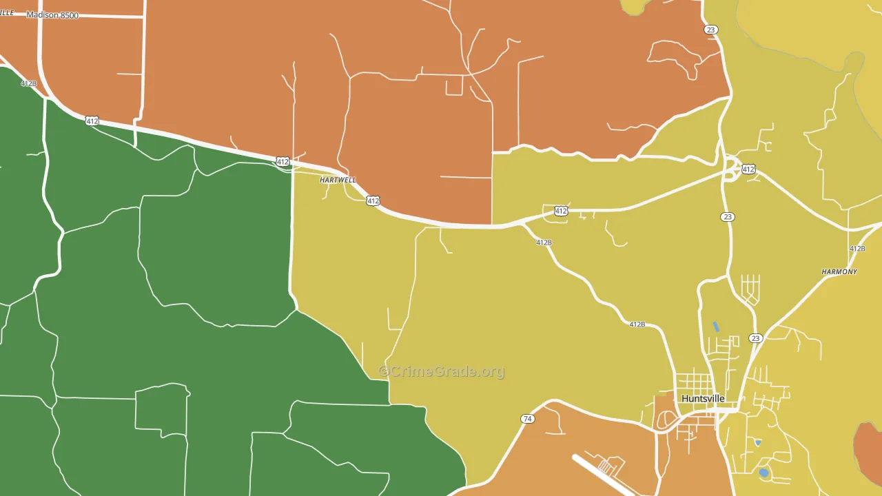 Hartwell, AR Map of Drug-Related Crime Rates