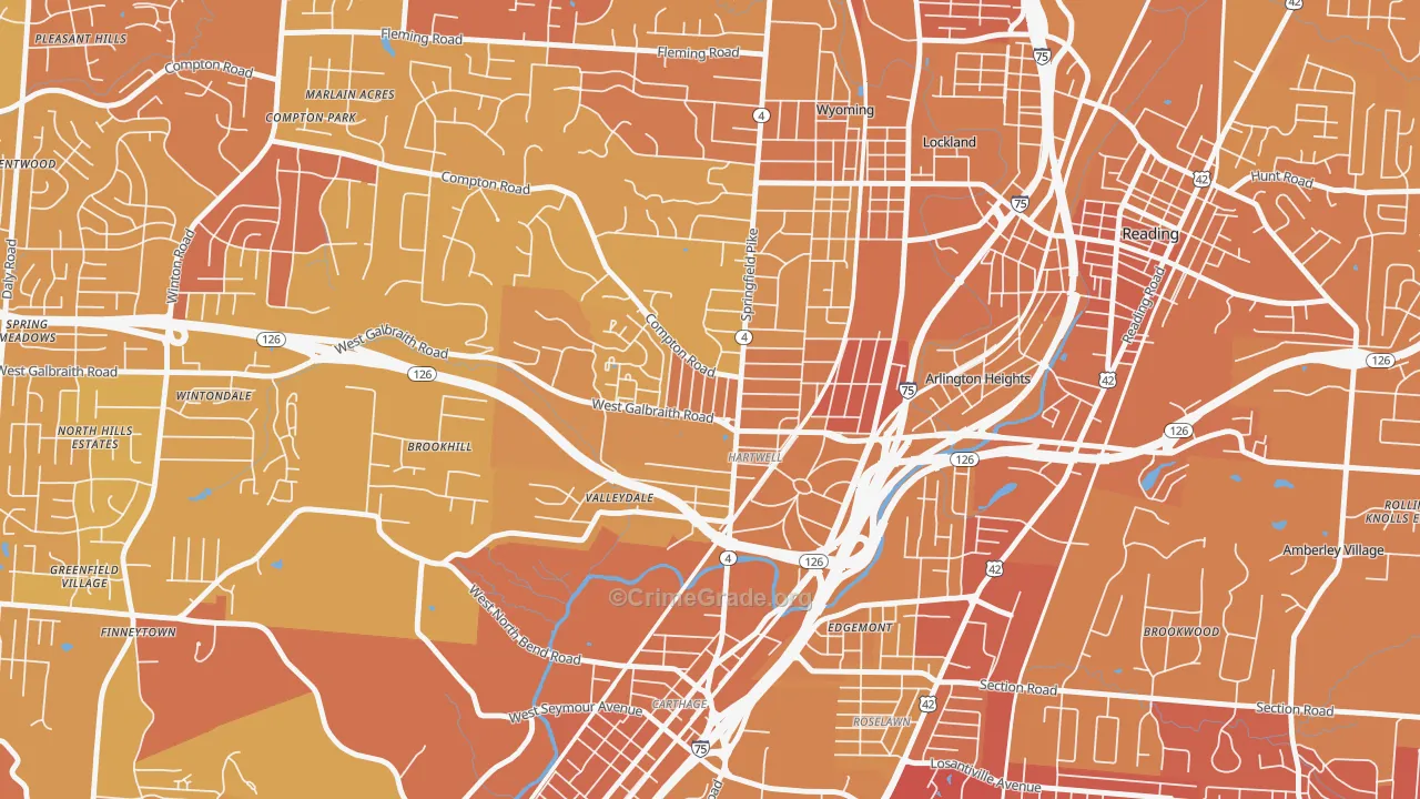 Hartwell, Cincinnati, OH Map of Drug-Related Crime Rates