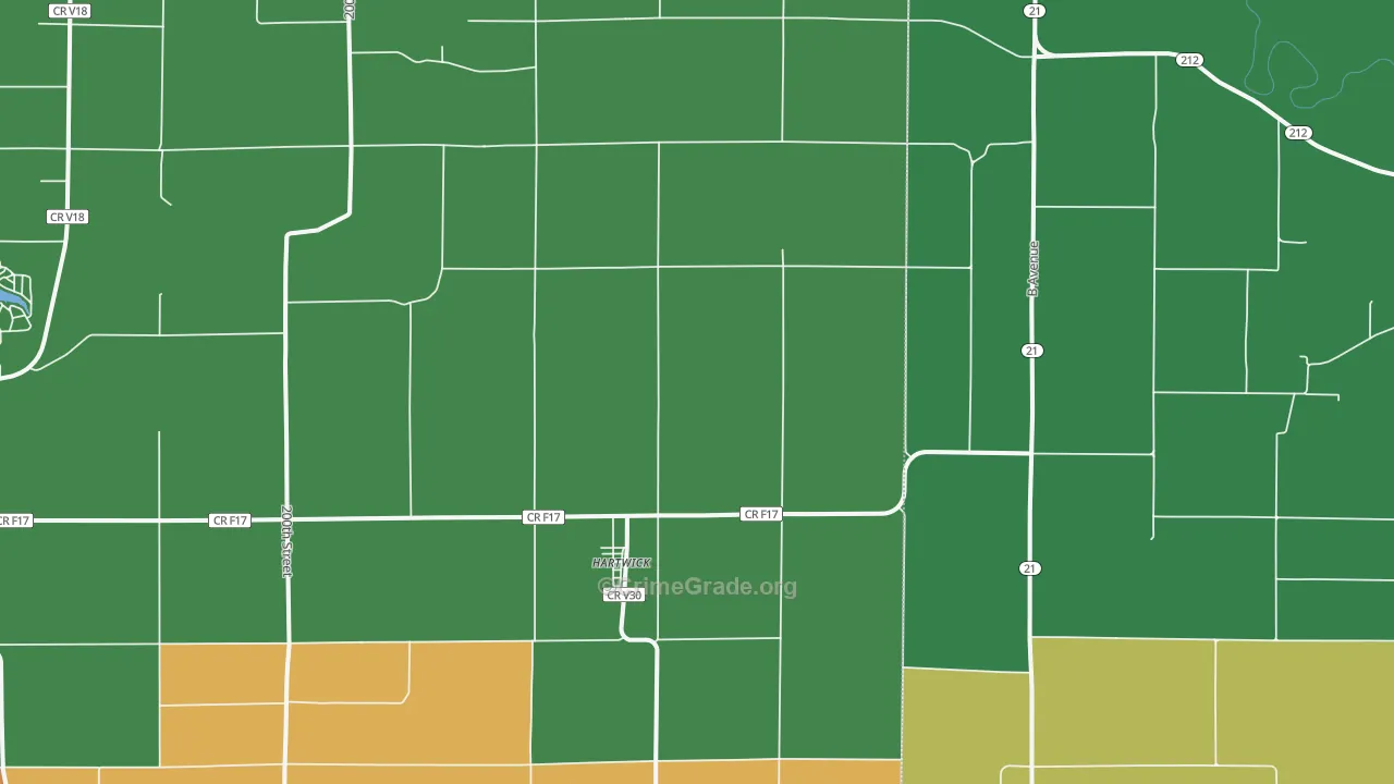 Hartwick, IA Map of Drug-Related Crime Rates