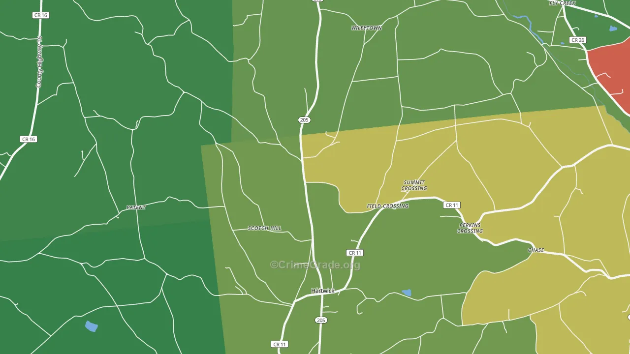 Hartwick, NY Map of Drug-Related Crime Rates