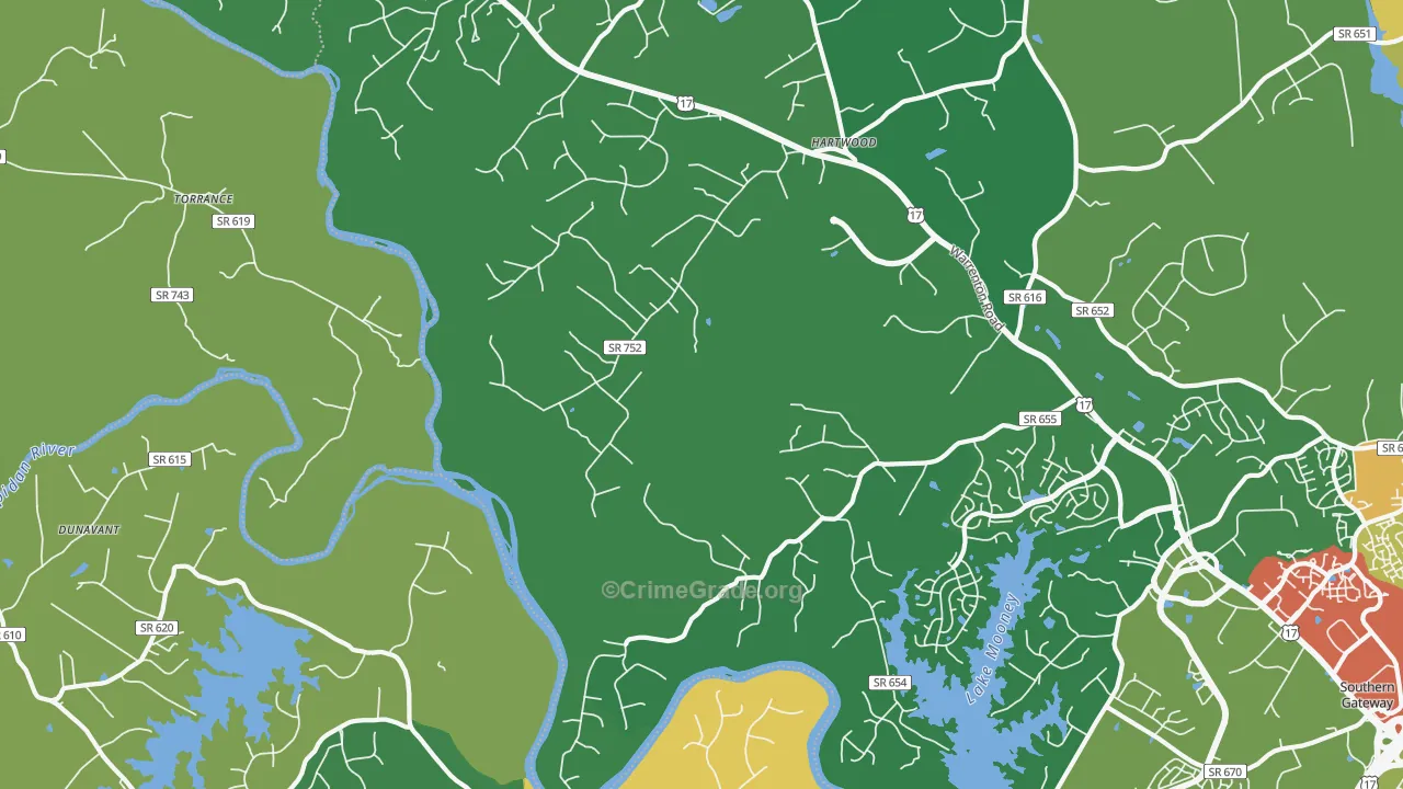 Hartwood, VA Map of Drug-Related Crime Rates