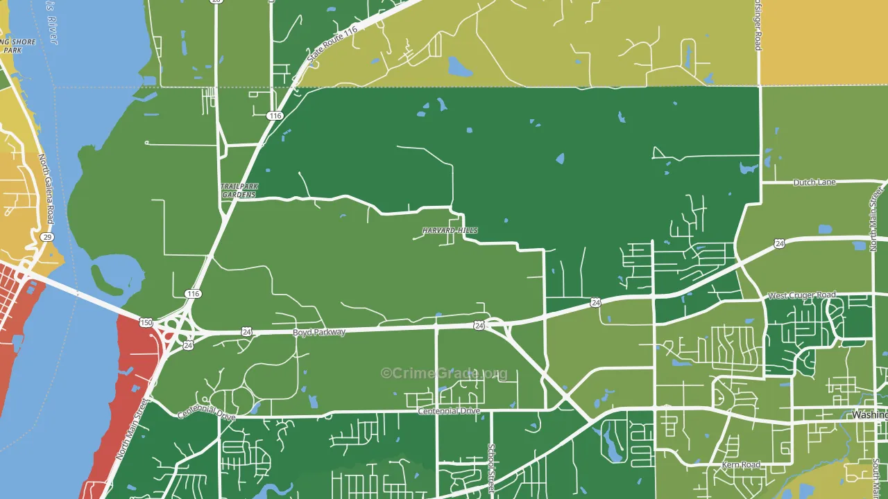 Harvard Hills, IL Map of Drug-Related Crime Rates